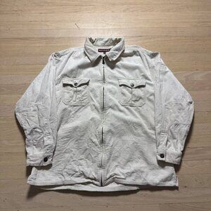 Vintage Nevada Corduroy Zip Shirt Jacket Off-White Ribbed Overshirt L